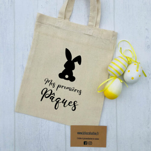 Mini-tote-bag-personnalisé-Mes-1eres-paques-lapin