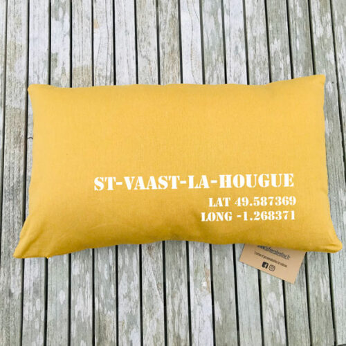 Coussin personnalisable coordonnées GPS St Vaast la Hougue