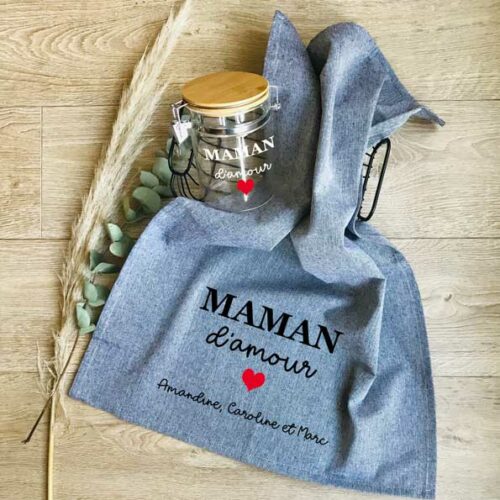 Torchon-et-Bocal-personnalisés-Maman d'amour
