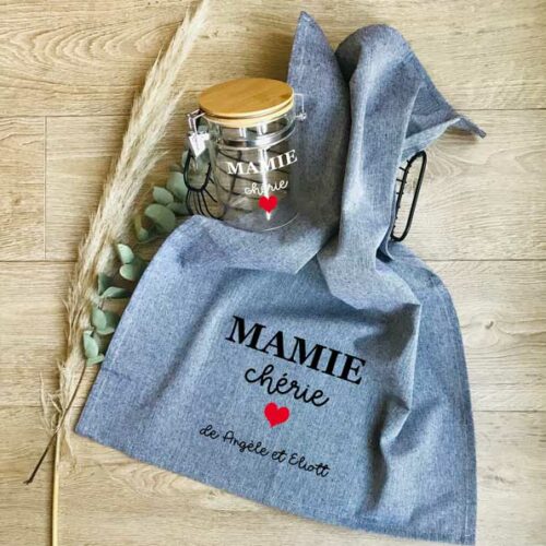Torchon-et-Bocal-personnalisés-Mamie chérie