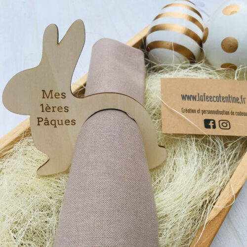 Rond personnalisé en bois "Lapin"