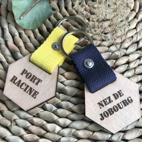 Porte-clé bois et sangle personnalisé