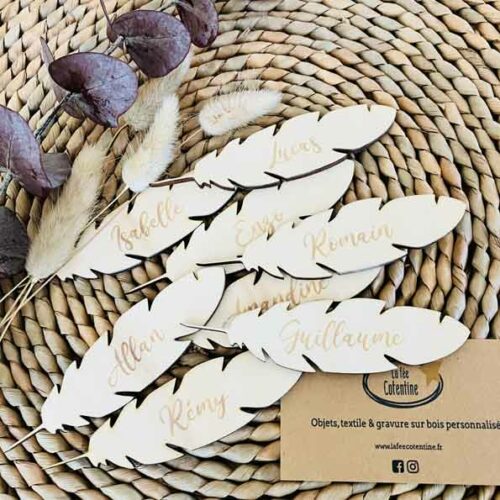 Marque place mariage plume