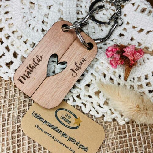 Porte clé en bois Amoureux à diviser en deux