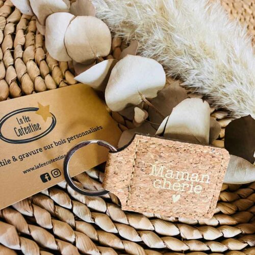 Porte-clé liège Maman Chérie