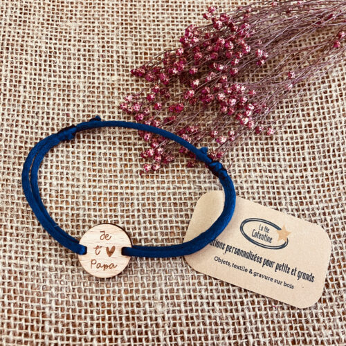 Bracelet en bois gravé Je t'aime Papa