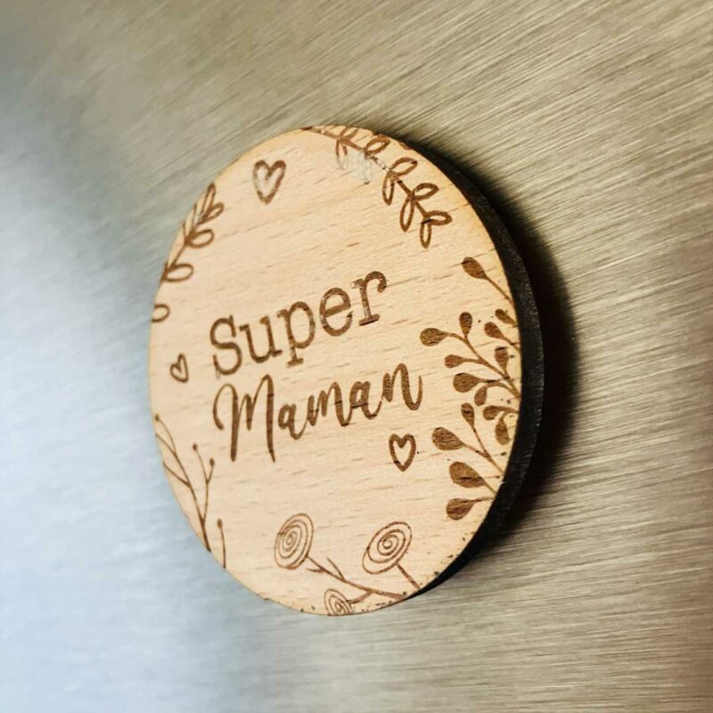 Magnet bois frigo super maman