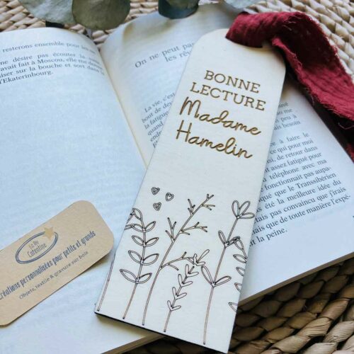 Marque Page bois Bonne Lecture Maitresse