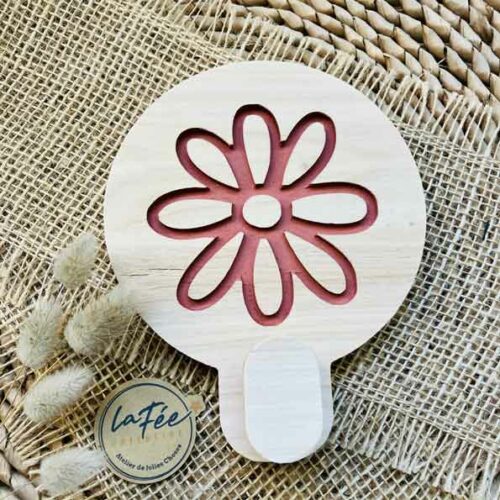 Portemanteau fleur en bois