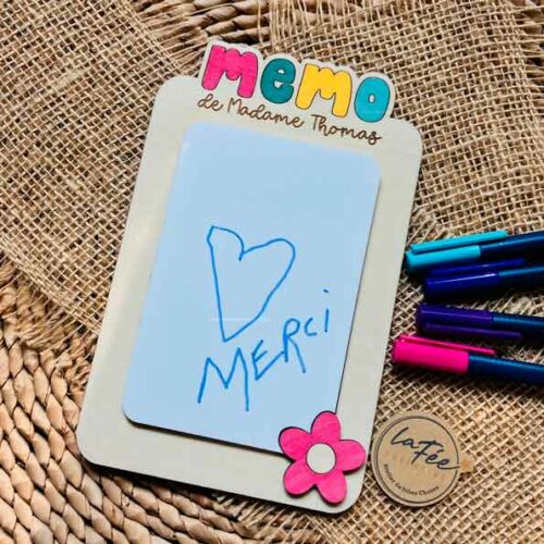 Mémo maitresse bois et plexi