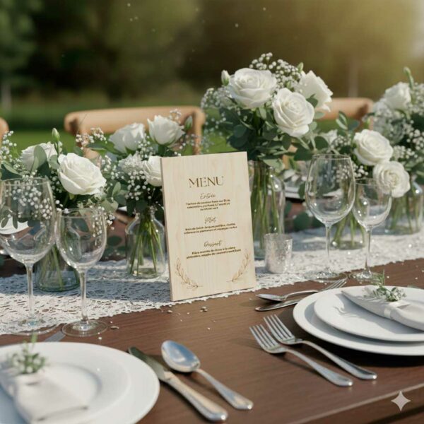 Menu en bois mariage