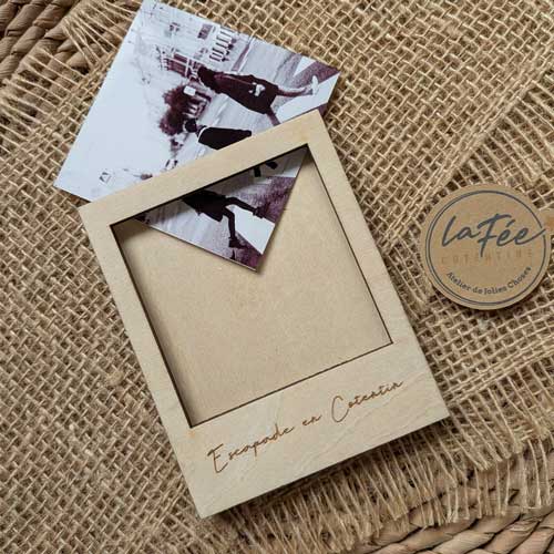 Magnet en bois format Polaroid personnalisable